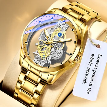 2023 חדש Mens שעוני שלד אוטומטי קוורץ שעון זהב בציר אדם לצפות לגברים העליון מותג יוקרה שעון יד רלו גבר