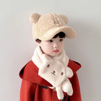 אופנה חמוד פלאפי כובעי בייסבול ילדים כבש צמר חם בחורף כובע מתכוונן Snapback כובעי לילדים