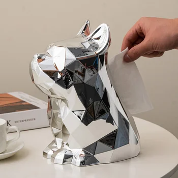 יצירתי פלסטיק הכלב קופסת הטישיו פיסול שולחן העבודה צלמית תיבת אחסון מצחיק נייר טואלט ארגונית השולחן קישוט עיצוב הבית