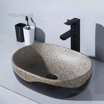 מרפסת פלטפורמה אגן חרס אמבטיה כיורים יחיד הכיור יצירתי אמנות אמבטיה כיורים מטבח כיורים לשטיפת הבית