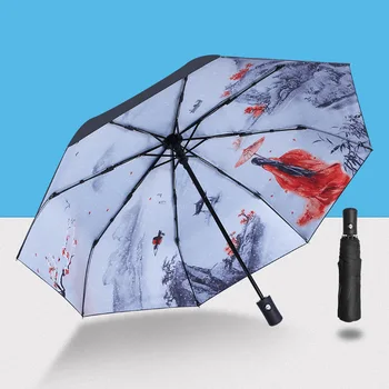 באופן מלא אוטומטי מטריה נקבה אוטומטי מטריה גברים נשים Windproof עמיד Uv נערת החוף שמשייה מתקפלת השמשייה
