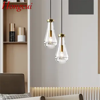 Hongcui קריסטל מודרני תלוי תליון LED אור פליז יצירתי פשוט נורדי מנורת נברשת עבור בית האוכל חדר השינה.