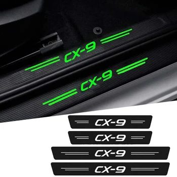 זוהר דלת המכונית סף אדן ומגן על מאזדה CX9 CX-9 לוגו 2015 2017 2018 2019 2020 2021 האחוריים תא המטען הפגוש שומר מדבקה