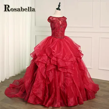 אדום Rhinestones שכבות של שמלות ערב הנשף אירוע מיוחדות נשף נשים האזרחי מסיבת קוקטייל בהזמנה אישית חלוק דה נשף