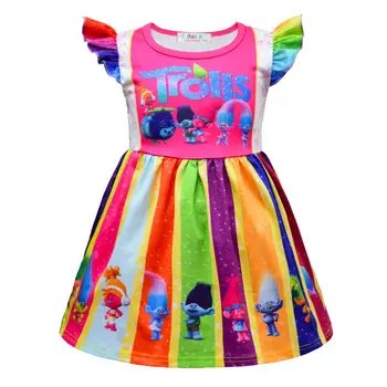 בנות צבעוני פסים מלבישים את הילדים בוטיק בגדי הקיץ ללבוש למסיבה קריקטורה ילדים בנות שמלות Wholesales