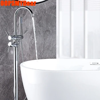 Chrome אמבטיה מיקסר עצמאי אמבטיה ברז חם קר אמבטיה ברזים קומה לעמוד מיקסר ג ' קוזי כפול לטפל יד מקלחת מודרנית Grifos