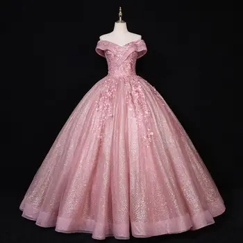 פרח חרוזים נפוח שמלת נשף שמלת הנשף 2023 הכלה החתונה טוסט אירועים על הבמה בשמלת ערב הטקס שמלות