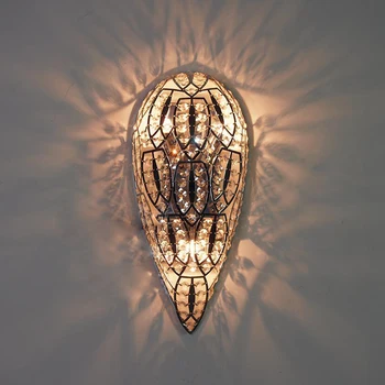 יוקרתי קריסטל מנורת קיר ציפוי מתכת מלון מודרני בסלון קיר חדר השינה האור הבזבזני אמנות עיצוב חדר האוכל גוף תאורה