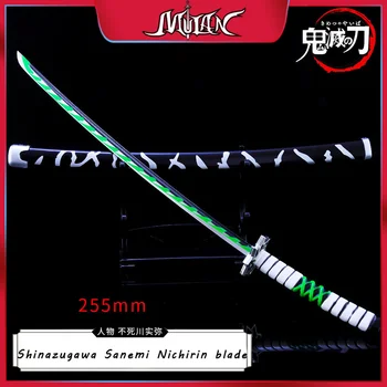 שד קוטלת חרב Shinazugawa Genya Nichirin בלייד חרבות סגסוגת חרב קטאנה יפנית אנימה הנשק מודל מתנה צעצועים לילדים
