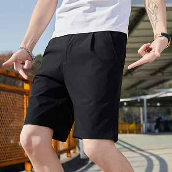 גברים של מכנסיים קצרים בקיץ שטחי כותנה מותג אופנה סגנון Boardshort זכר שרוך אלסטי המותניים קצרים חוף מנהל ספורט קצרים.
