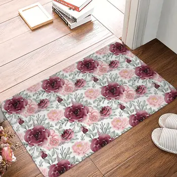 קורל ורוד שירותים החלקה שטיח פרחים השינה מחצלת דלת הכניסה שטיחון קישוט הבית השטיח