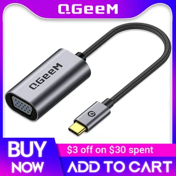 QGeeM USB3.1 סוג C כדי נקבה כבל מתאם VGA USB C ל-VGA כבלים עבור ה-Macbook Pro המחשב הנייד Xiaomi Mate Huawei 30 P30 Samsung S20