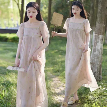 Z42797# הריון שמלת שמלת נשים קוריאני סגנון אלגנטי סלים הגעה חדשה פרחים הדפסה קפלים בהריון נשים בגדים