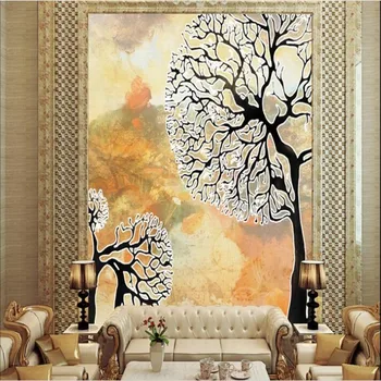 wellyu אישית בקנה מידה גדול, ציורי קיר HD הרושם עץ צבע גילוף רקע ציור קיר טפט הנייר דה parede