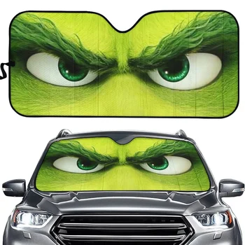 3D מגניב ענק הדפסה כועס מפלצת ירוקה עיניים להגן על הפנים המכונית השמשה הקדמית שמשיה מתקפלת השמש צל של ואן-SUV מכוניות