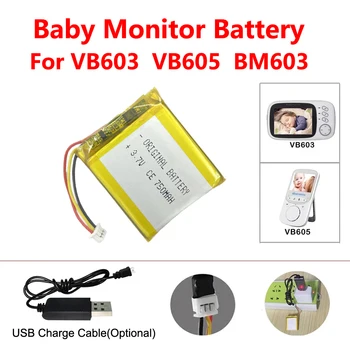 VB603 בייבי מוניטור סוללה VB605 VB603 הסוללה 3.7 V 750mAh החלפת סוללה מטען USB עבור וידאו המטפלת ביבי לפקח BM603