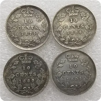 1875,1884,1889,1893 קנדה 10 סנט אספנות מטבעות מטבעות כסף מטבע זכרון קישוט בית מלאכה קישוט שולחן העבודה
