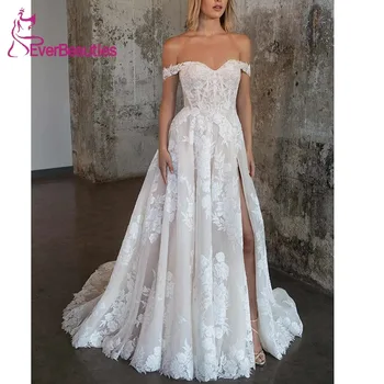 חופש כתף свадебное платье בוהו שמלות חתונה עבור כלה טול אפליקציות החלוק De Mariée קו Vestidos Elegantes פארא Mujer