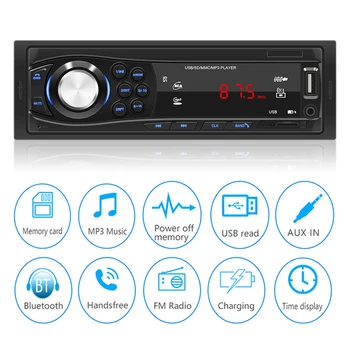 הרכב מולטימדיה MP3 רדיו שחקן יחיד DIN 1 רדיו במכונית Bluetooth Autoradio סטריאו לרכב רדיו FM נגן Aux קלט מקלט